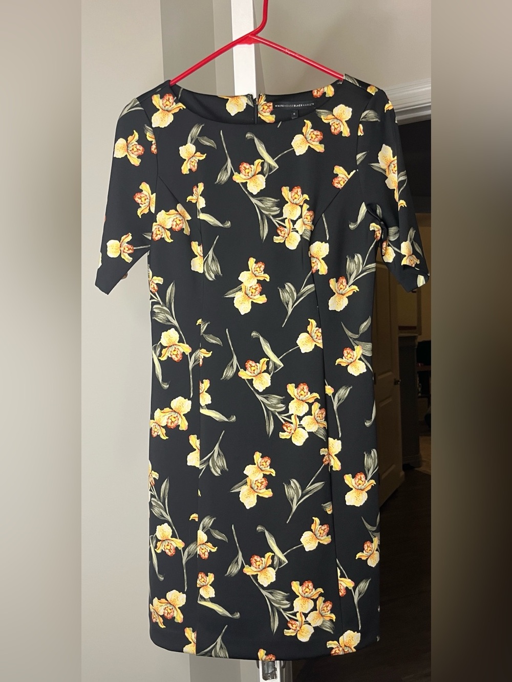 White House Black Market Black Floral Midi Dress